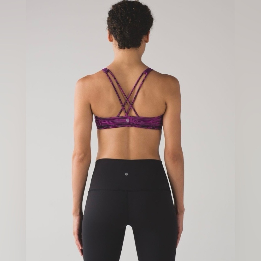 2016 Lululemon Free To Be Bra Life Lines Polar Pink Black Size 10 | Rare Retired
